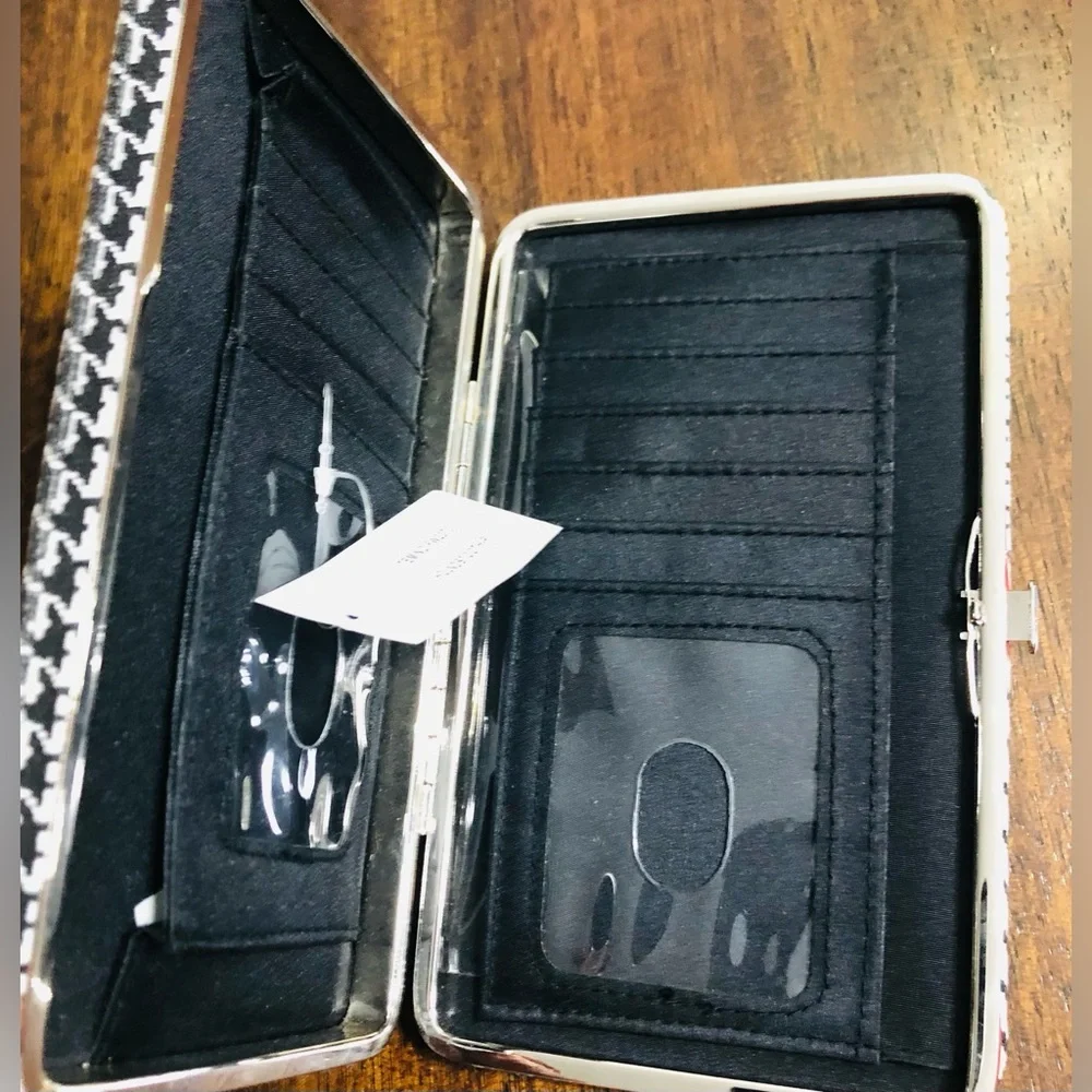 Women’s wallet P Initial 13 card slots 3 pockets black white.7-12” LX4-1/2”W